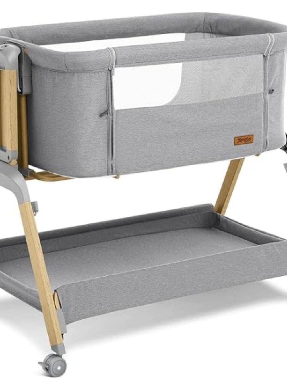 3 in 1 Rocking Bassinet with Comfy Mattress and Wheels, Gray
